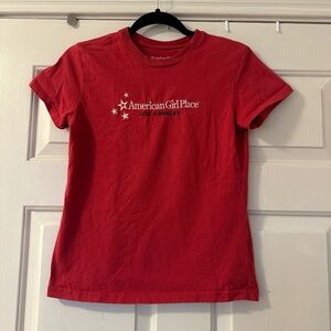 American Girl Place Los Angeles Red Short Sleeve Tee Girls Size Large Embroidery
